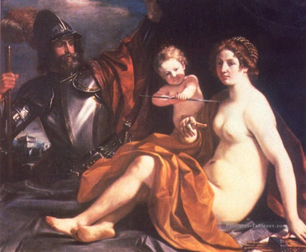 Venus Mars et Cupidon Baroque Guercino Peintures à l'huile